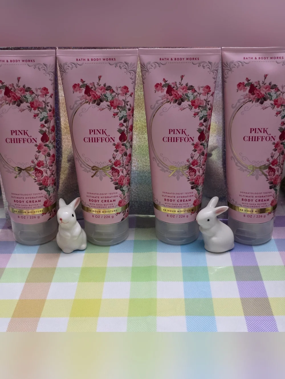 Bath & Body Works Pink Chiffon Ultimate Hydration Body Cream Set of 4 New RARE